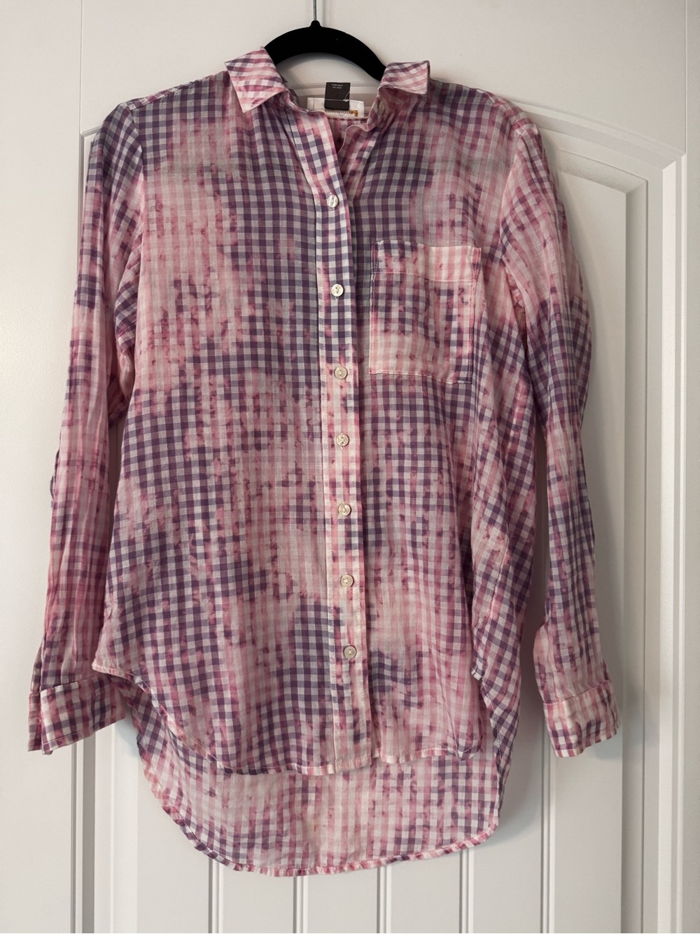 Pilcro by Anthropologie XS Classic Tie Dye Gingham Button Down Shirt. XS